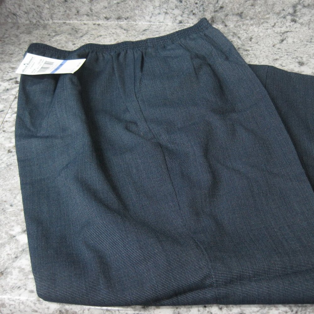 Alfred Dunner Navy Checked Slacks 18 Short NWT